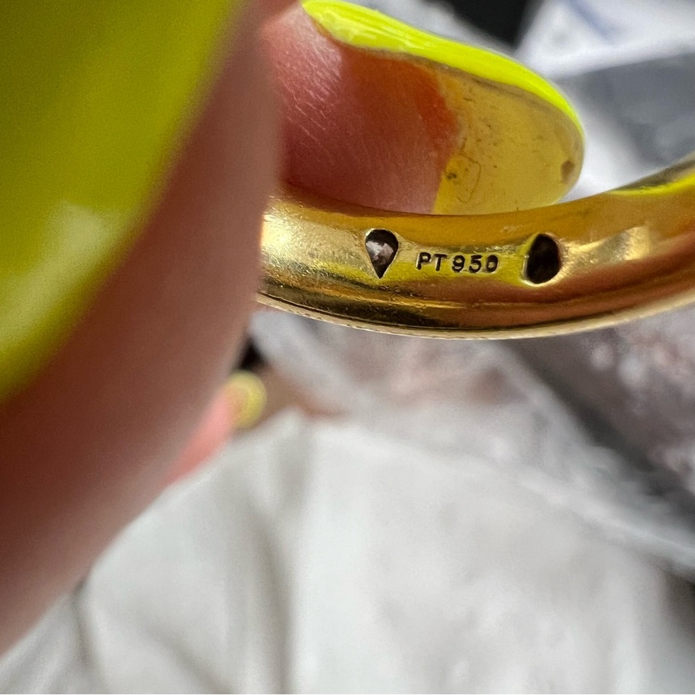 Vintage Tiffany & Co. 18K Yellow Gold Platinum Diamond 4mm Etoile Band Ring - Picture 4 of 7